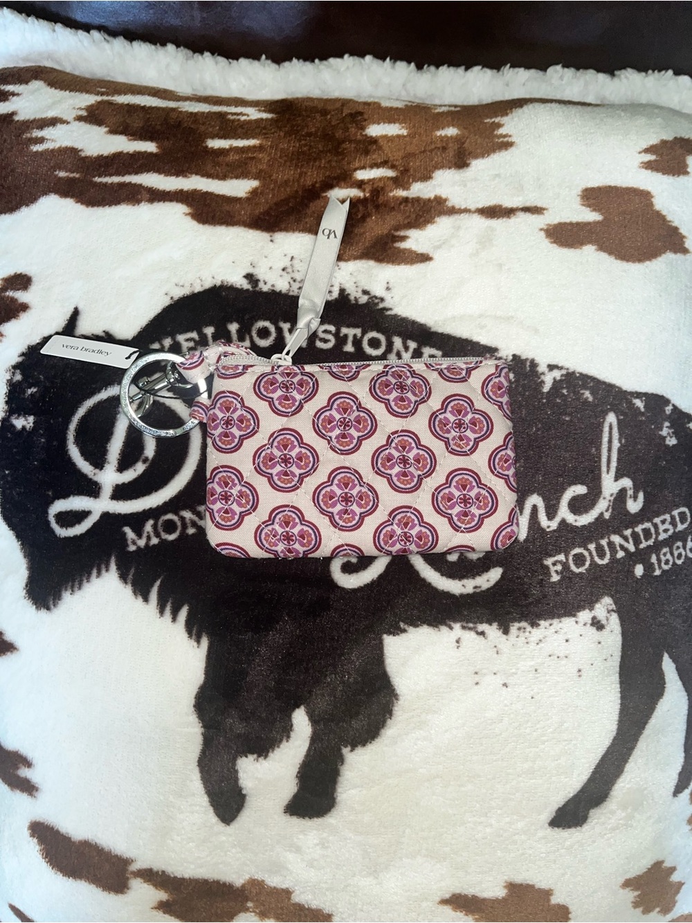 Vera Bradley Pink and Purple Floral Zip Key Pouch